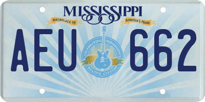 MS license plate AEU662