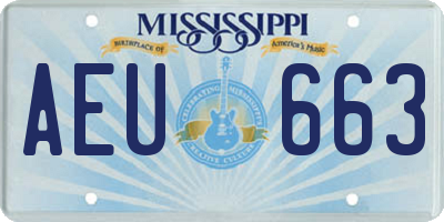 MS license plate AEU663