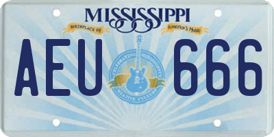 MS license plate AEU666