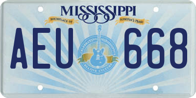 MS license plate AEU668