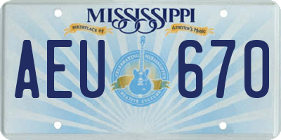 MS license plate AEU670