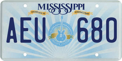 MS license plate AEU680