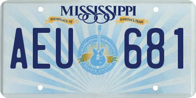 MS license plate AEU681