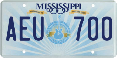 MS license plate AEU700