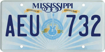 MS license plate AEU732