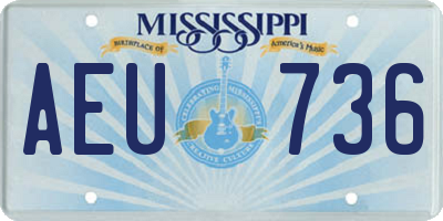 MS license plate AEU736