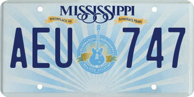 MS license plate AEU747