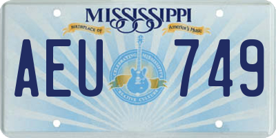 MS license plate AEU749