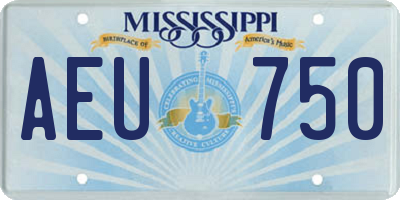 MS license plate AEU750