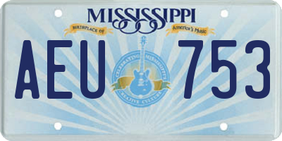 MS license plate AEU753