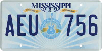 MS license plate AEU756