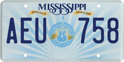 MS license plate AEU758