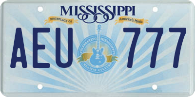 MS license plate AEU777
