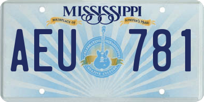 MS license plate AEU781