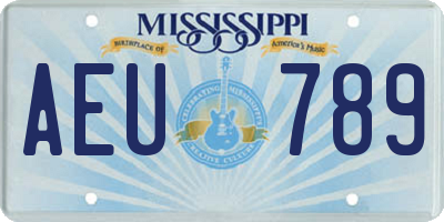 MS license plate AEU789