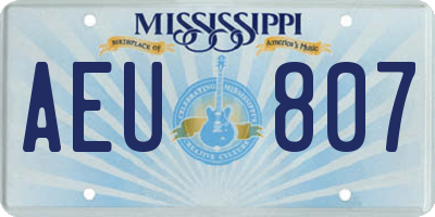 MS license plate AEU807