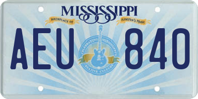 MS license plate AEU840