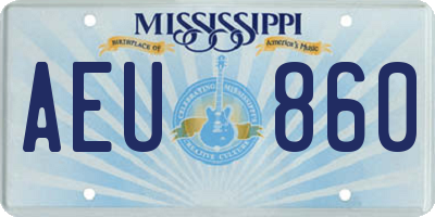 MS license plate AEU860