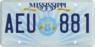 MS license plate AEU881
