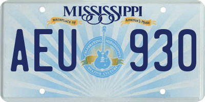 MS license plate AEU930