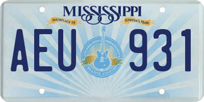 MS license plate AEU931