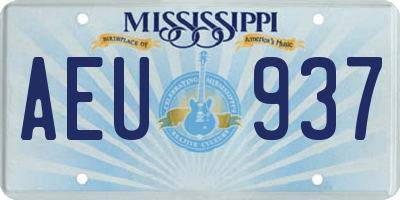 MS license plate AEU937