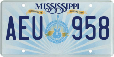 MS license plate AEU958