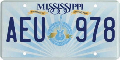 MS license plate AEU978