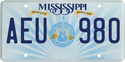 MS license plate AEU980