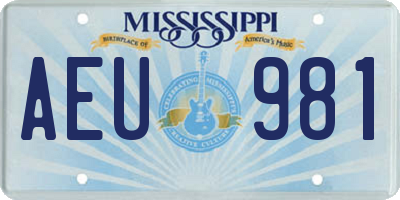 MS license plate AEU981