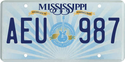 MS license plate AEU987