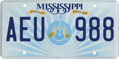 MS license plate AEU988