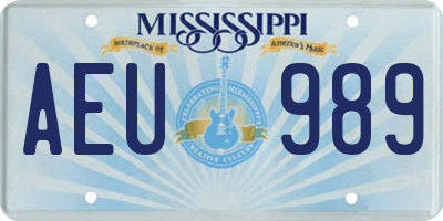MS license plate AEU989