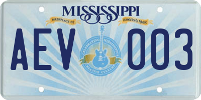 MS license plate AEV003