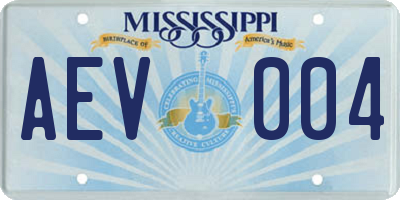 MS license plate AEV004