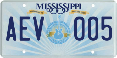 MS license plate AEV005