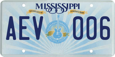 MS license plate AEV006