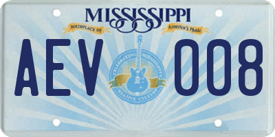 MS license plate AEV008