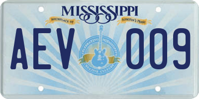 MS license plate AEV009