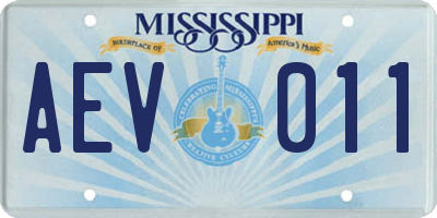 MS license plate AEV011