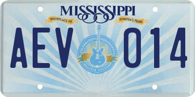 MS license plate AEV014