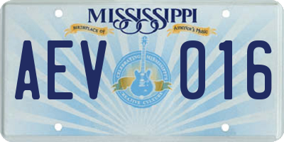 MS license plate AEV016