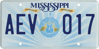 MS license plate AEV017