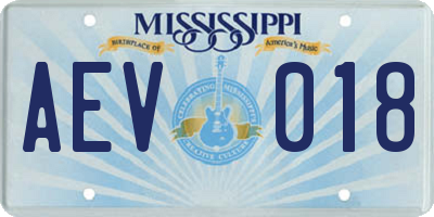 MS license plate AEV018