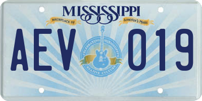MS license plate AEV019