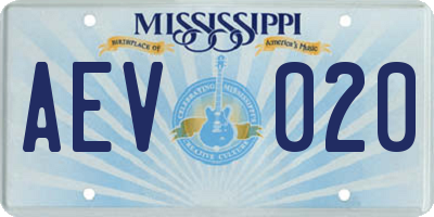 MS license plate AEV020