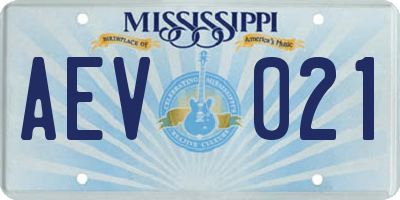 MS license plate AEV021