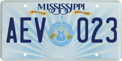 MS license plate AEV023