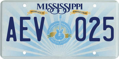 MS license plate AEV025