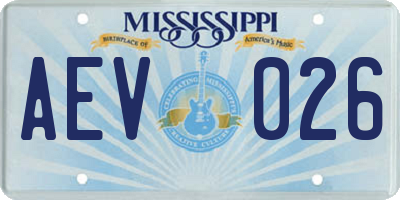 MS license plate AEV026